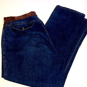 Vintage 90s Lauren Jeans Western Suede Trim High Rise Straight Leg Jeans
